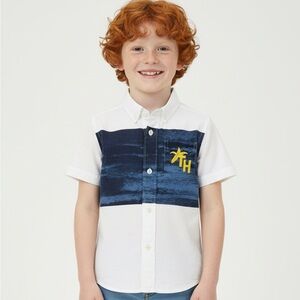 Tommy Hilfiger Kids Button-Down Shirt - White and Navy